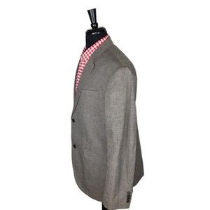 Perry Ellis Modern Fit Blazer Sport Coat Two Button Linen Cotton Tan Mens 46R